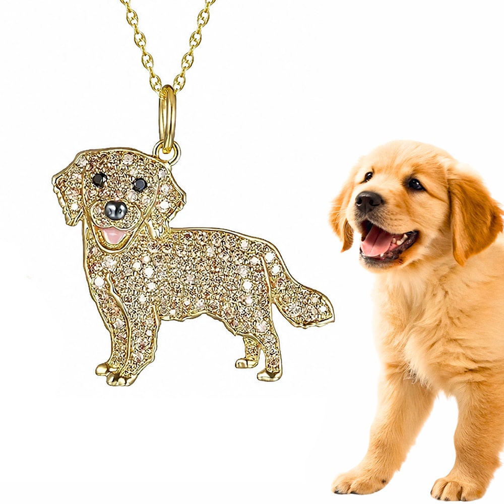 Golden Retriever Lover Sparkling Dog Pendant Necklace