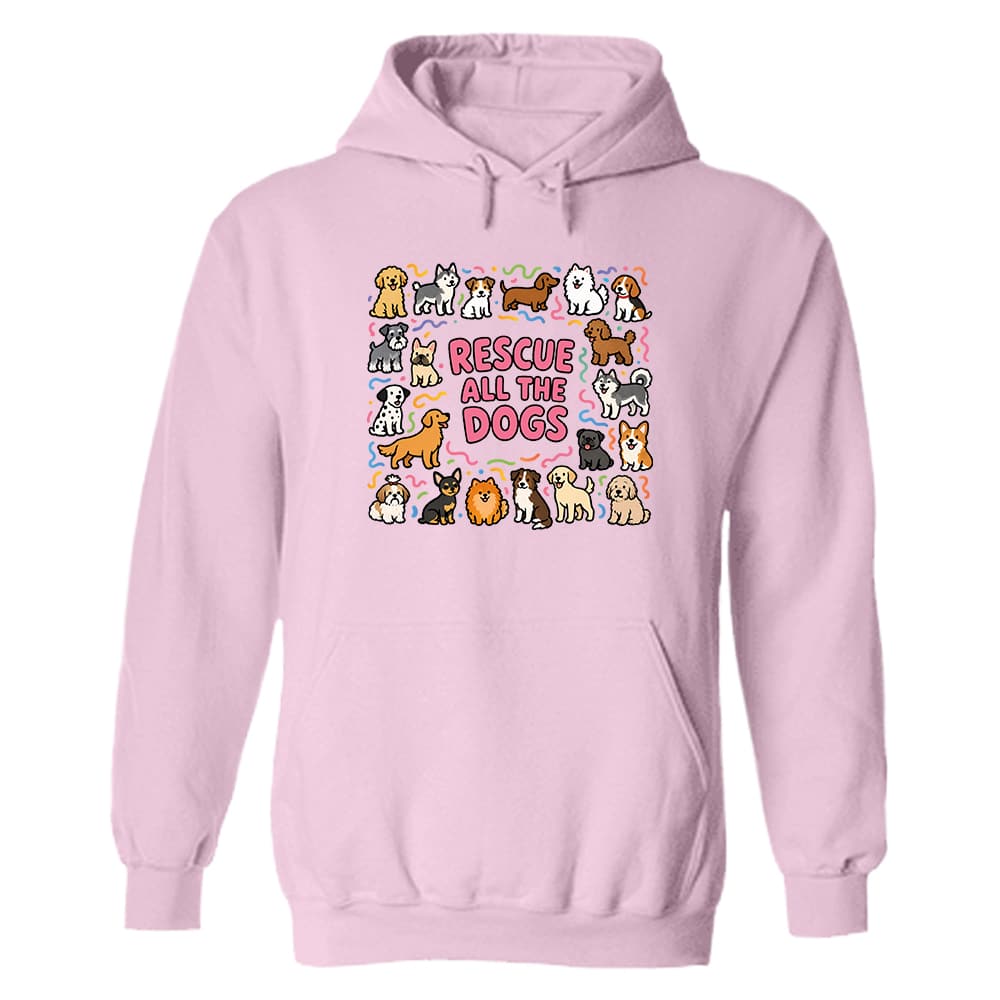 Rescue All The Dogs Celebration Hoodie Light Pink