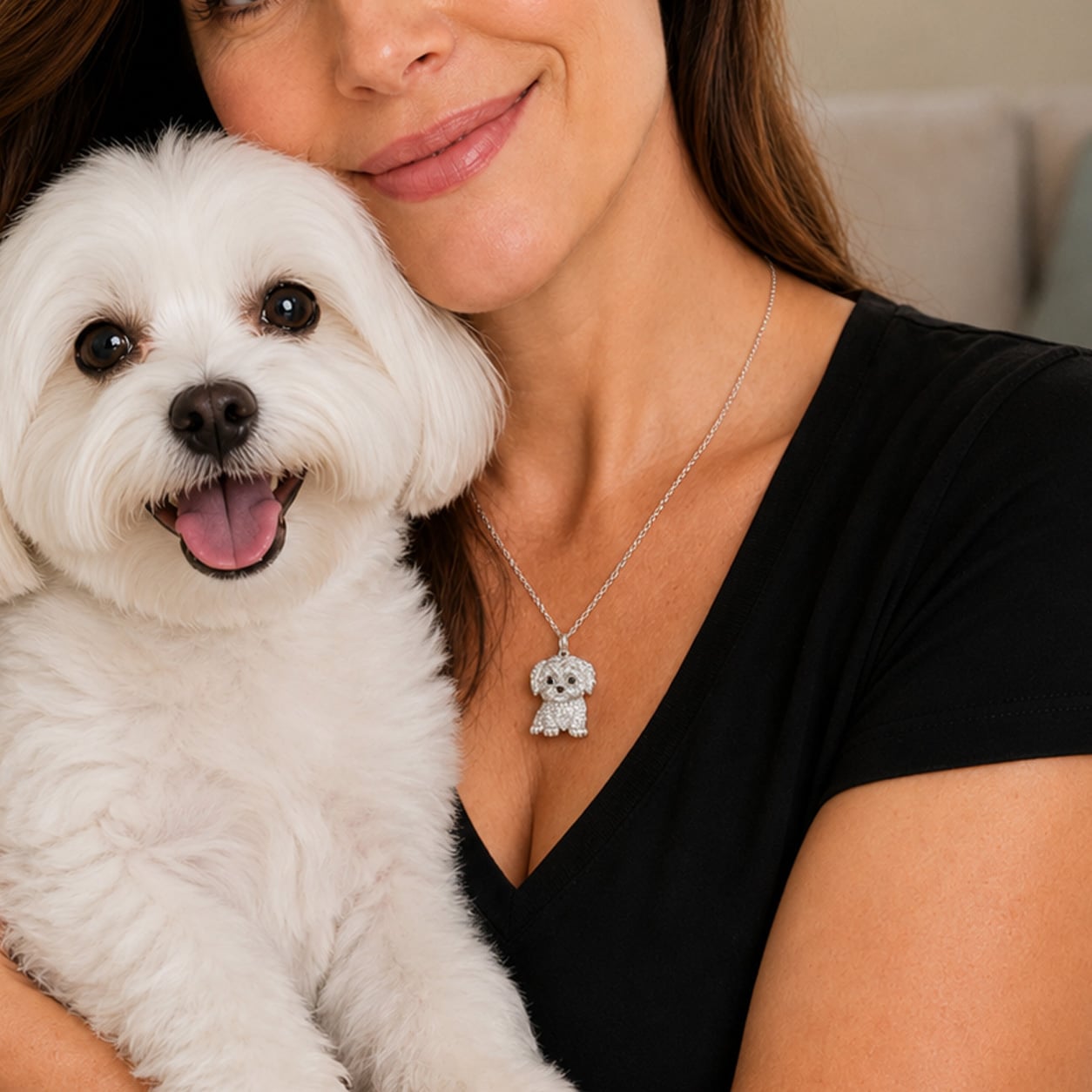 Dazzling Maltese Pup Necklace - Image 6