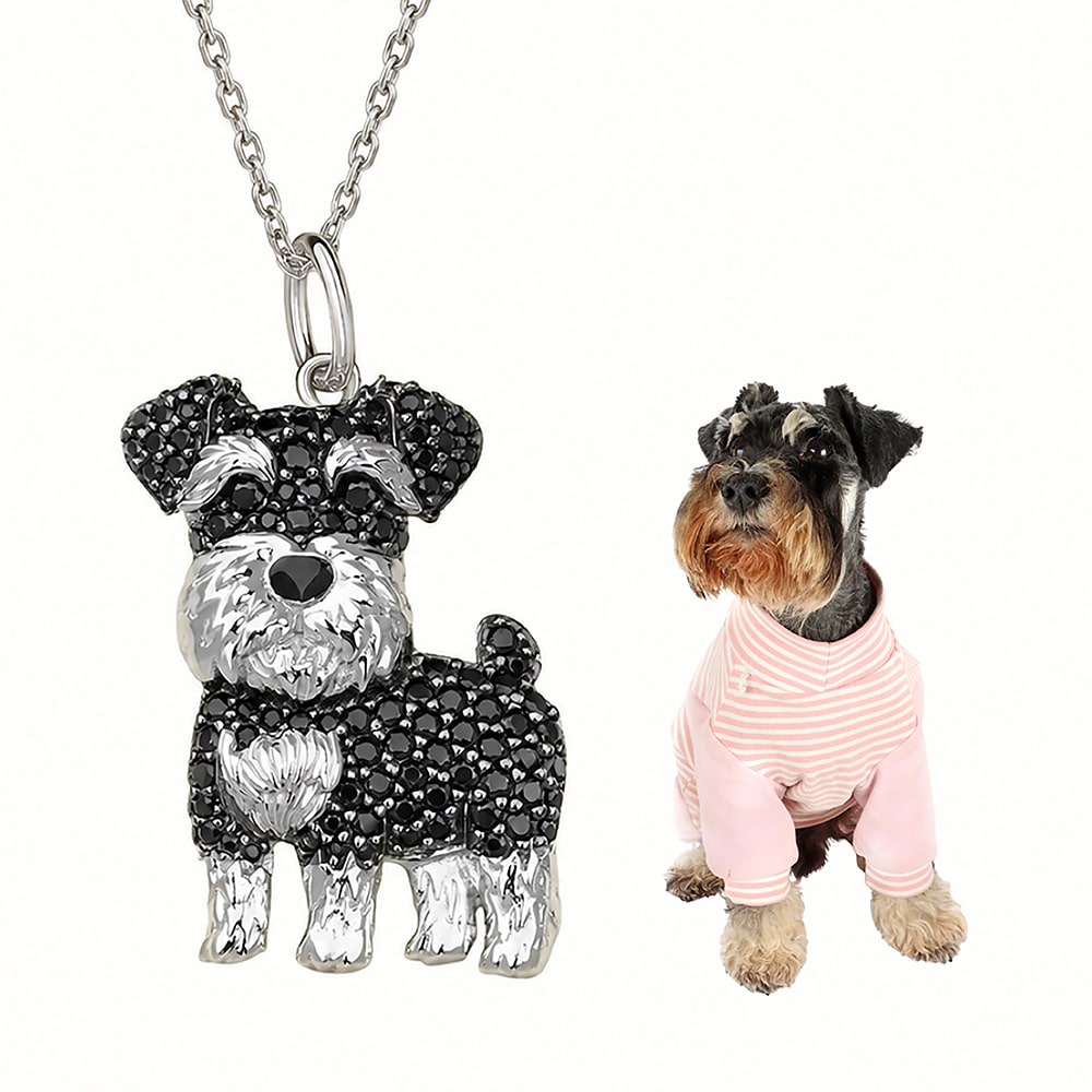 Schnauzer Lover Sparkling Dog Pendant Necklace