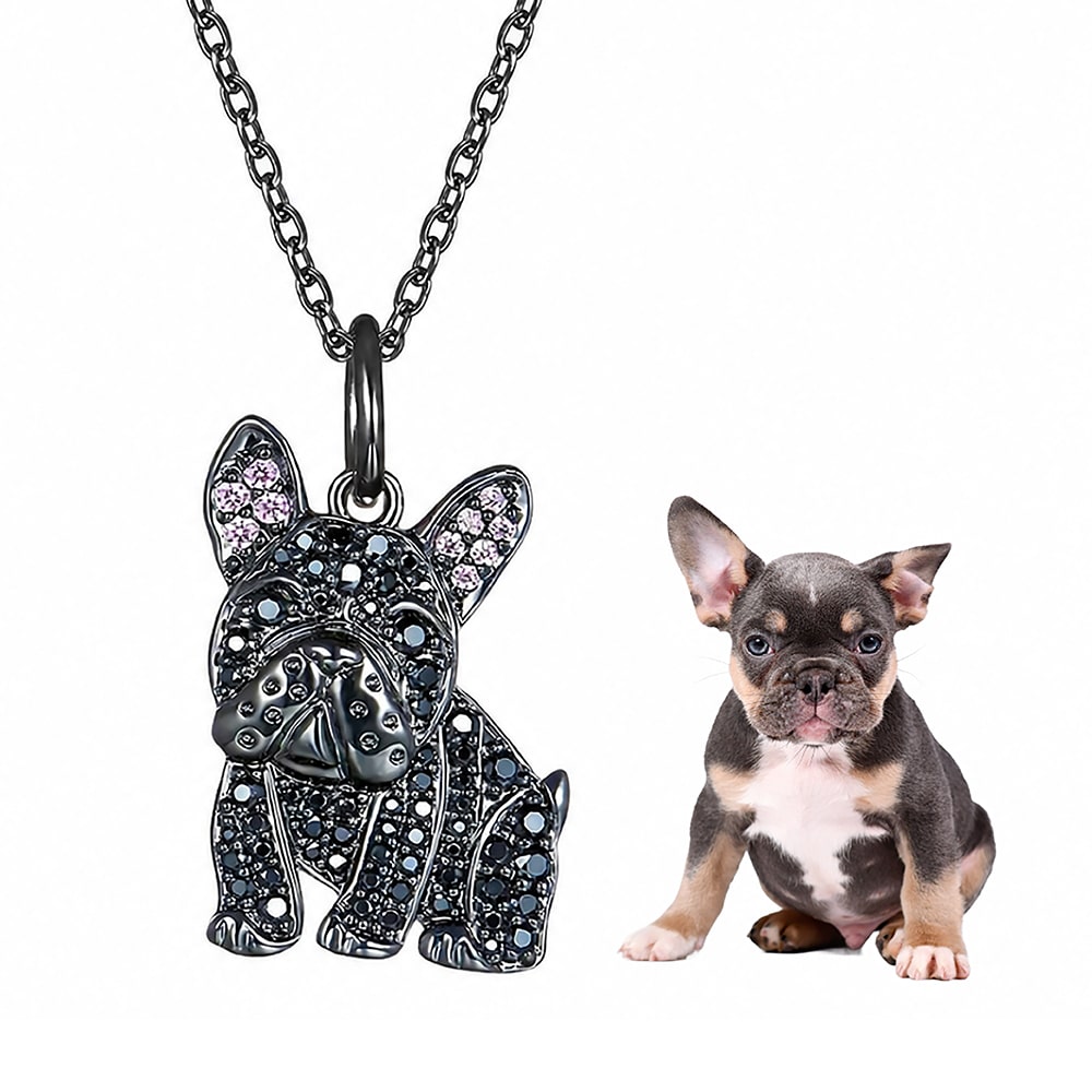 Midnight Glam French Bulldog Necklace