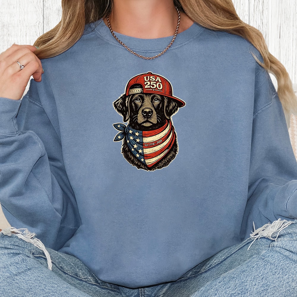 Comfort Colors USA 250 Patriotic Lab Premium  Sweatshirt - Blue Jean
