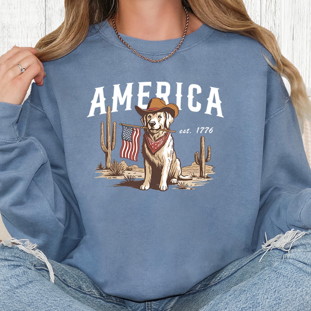 Comfort Colors America Est 1776 Premium  Sweatshirt - Blue Jean