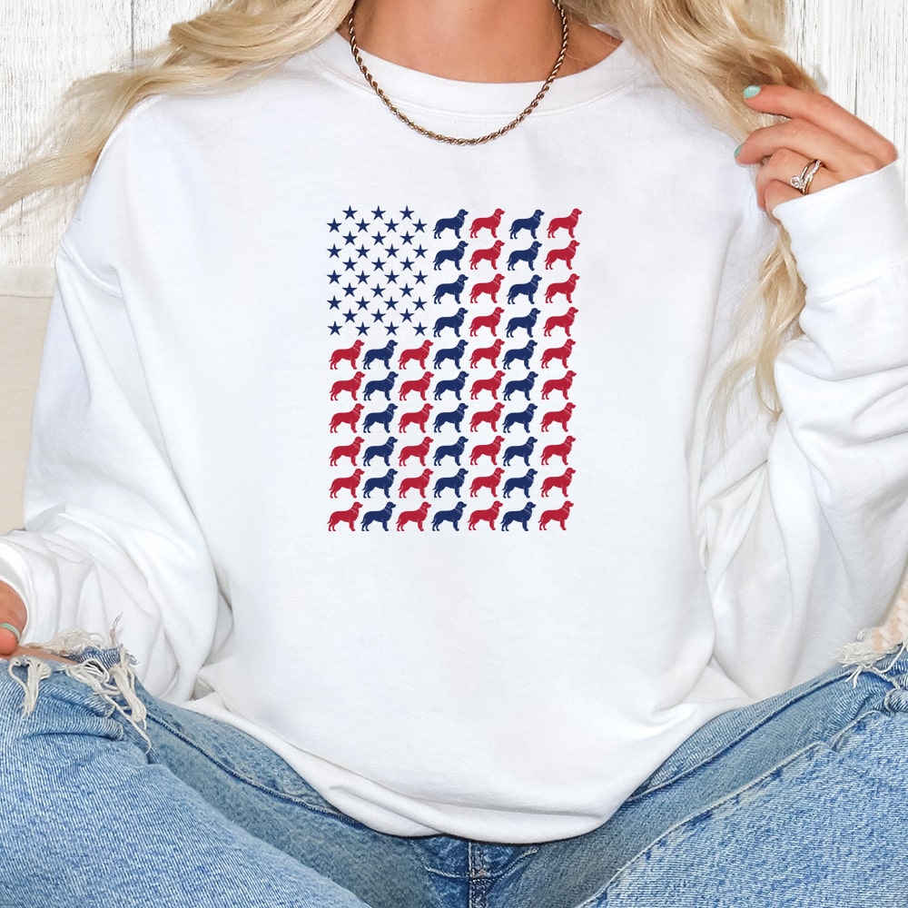 Comfort Colors Dog Lover American Flag Premium Sweatshirt - White