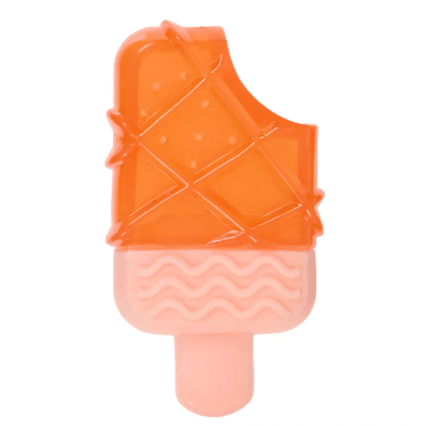 An orange and peach freezable popsicle dog toy from Petsmart