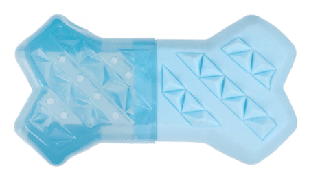 Ice blue cooling freezable dog bone water toy from Petsmart