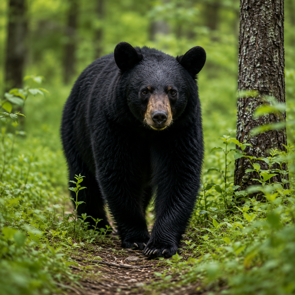black bear walking in the forest