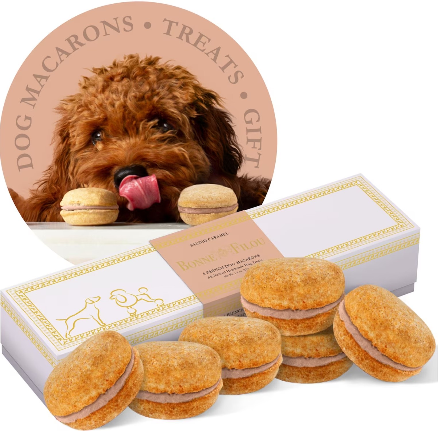 Bonne et Filou Handmade Salted Caramel Human-Grade Macaron Dog Treats