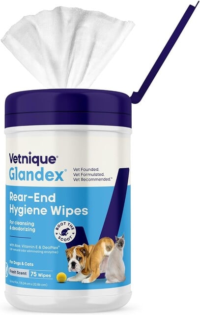 Vetnique Glandex Anal Gland Cleaning and Deodorizing Wipes for Dogs