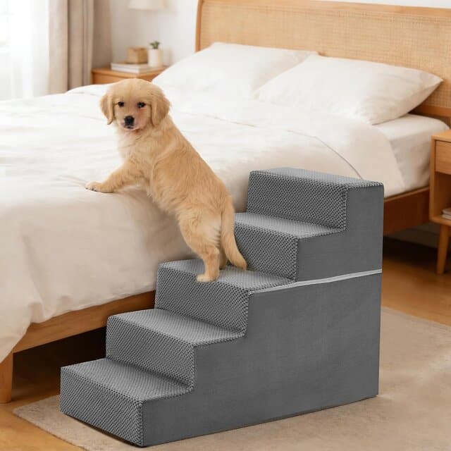 5-Step Dog Stairs for Bed
