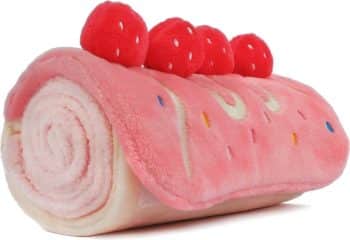 CHEWFFON Strawberry Rollcake Snuffle Enrichment Birthday Crinkle Dog Toy