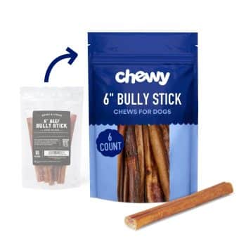 Chewy Made Standard Bully Stick 6" Dog Treats
