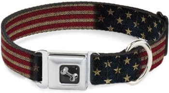 Buckle-Down Dog Collar Seatbelt Buckle Vintage US Flag