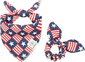 E-Clover 4th of July Dog Bandanas & Matching Scrunchie Set