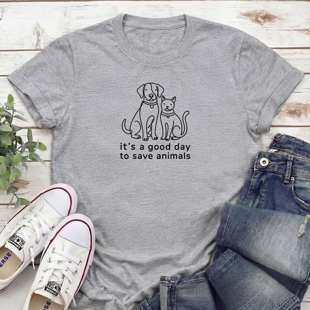 It’s A Good Day To Save Animals Standard Tee Heather Grey
