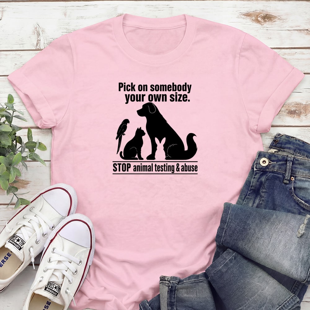 Pick On Somebody Your Own Size Standard Tee Light Pink