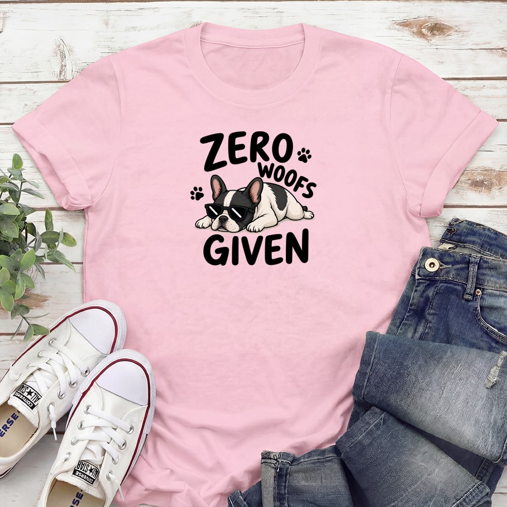 Zero Woofs Given French Bulldog Standard Tee Light Pink
