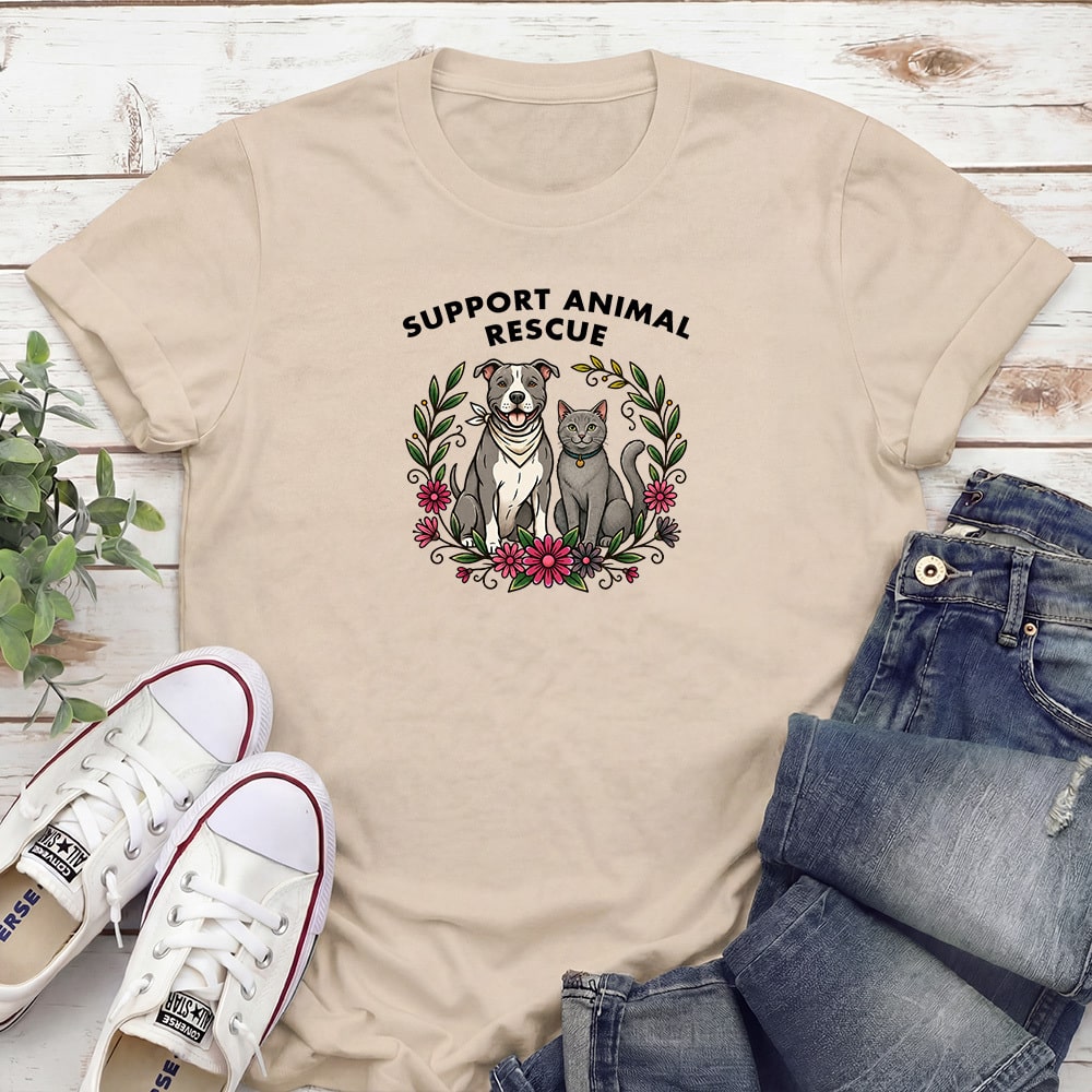 Support Animal Rescue Standard Tee Tan
