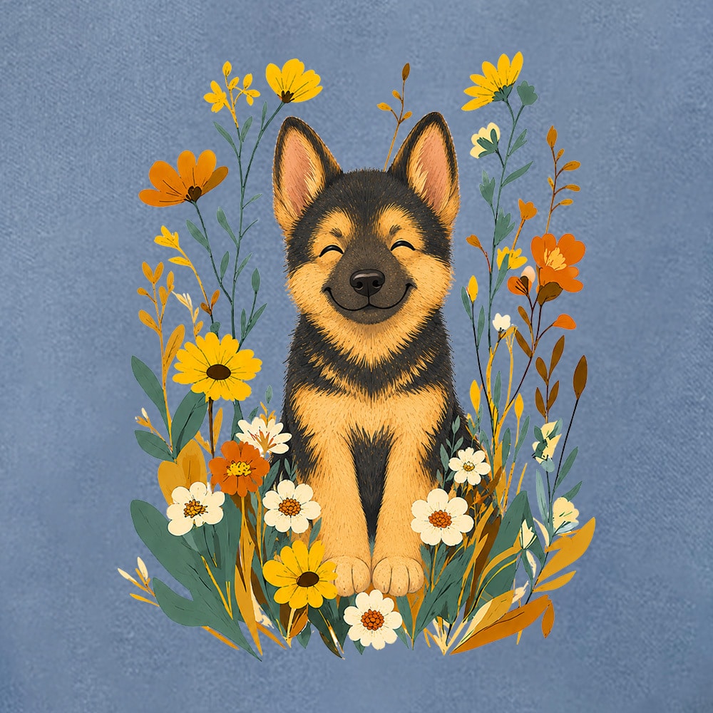 Comfort Colors German Shepherd Flowers Premium Sweatshirt - Blue Jean - Image 2