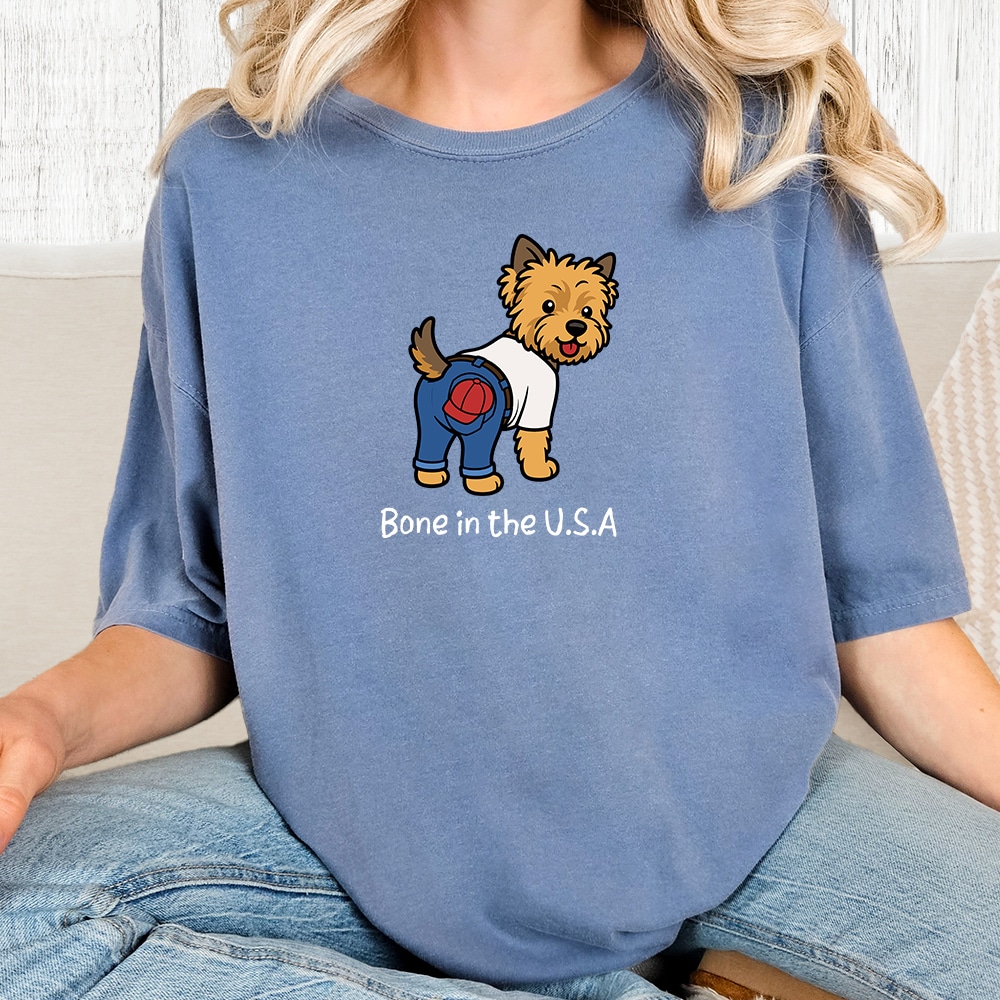 Comfort Colors Bone In The USA Vintage Washed Tee - Blue Jean