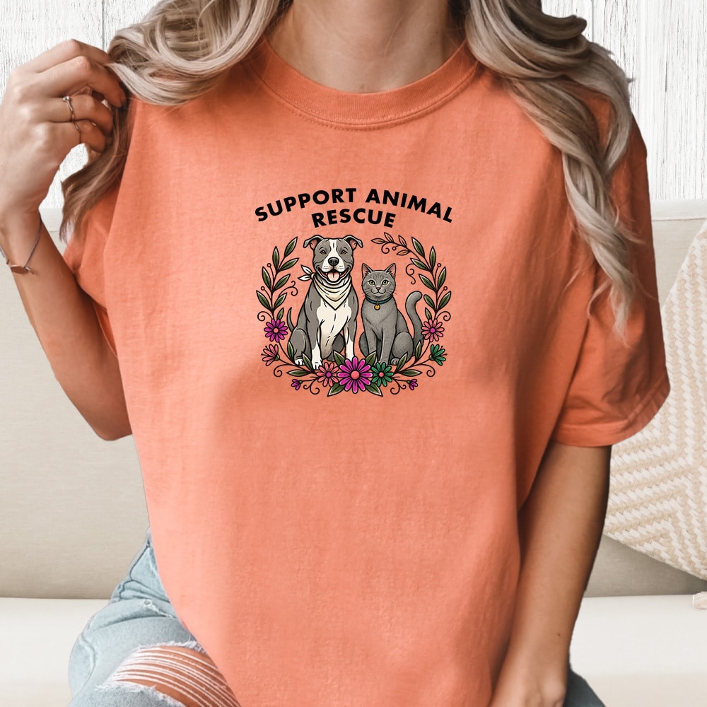 Comfort Colors Support Animal Rescue Vintage Washed Tee - Terracotta