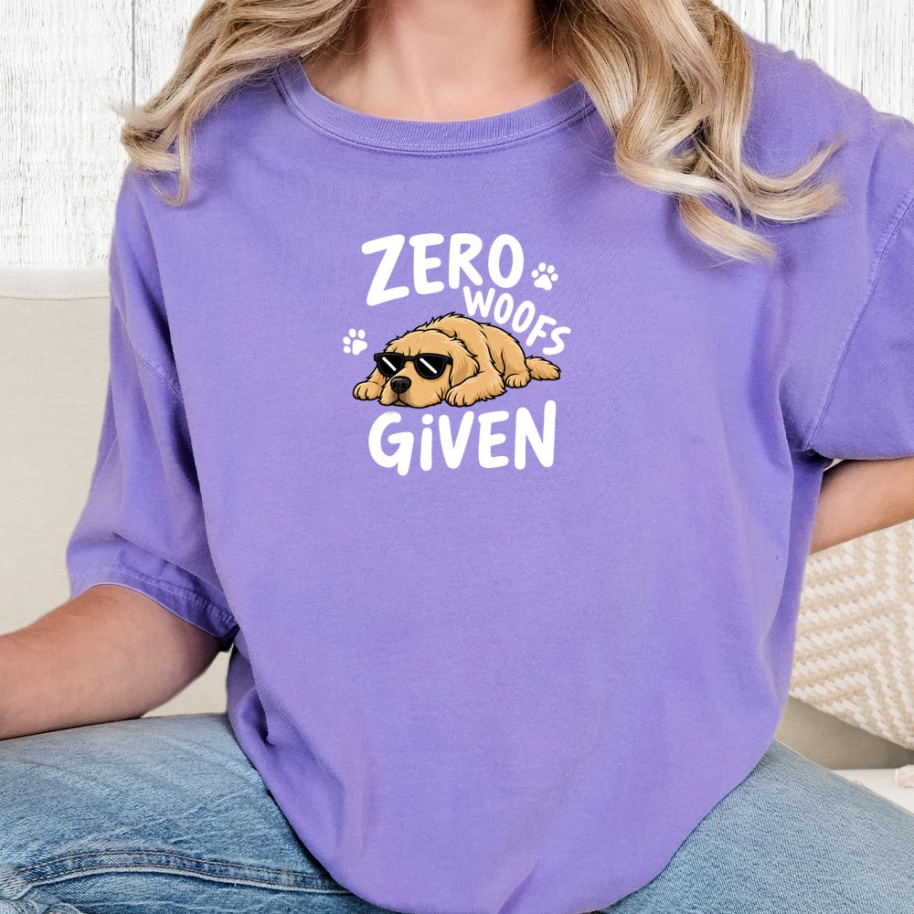 Comfort Colors Zero Woofs Given Vintage Washed Tee - Violet