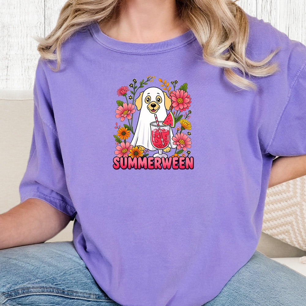 Comfort Colors Summerween Dog Vintage Washed Tee - Violet