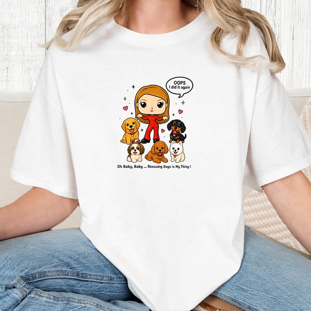 Comfort Colors Oops I Did It Again Dog Rescue Vintage Washed Tee - White
