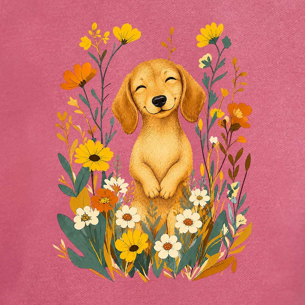 Comfort Colors Dachshund Flowers Premium Sweatshirt - Crimson - Image 2