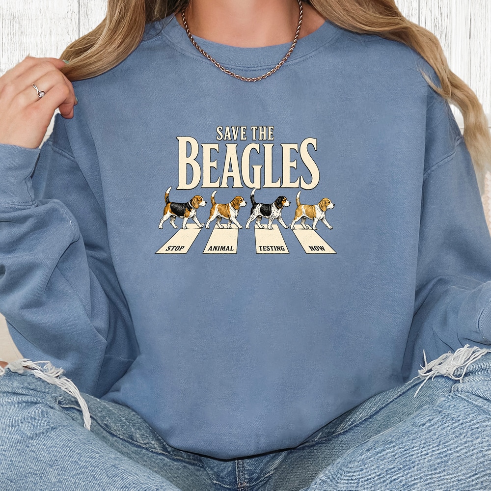 Comfort Colors Save The Beagles Stop Animal Testing Premium Sweatshirt - Blue Jean