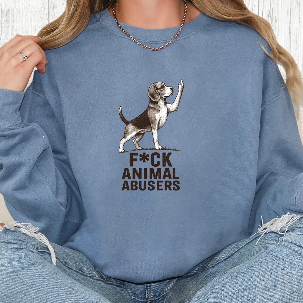 Comfort Colors F*ck Animal Abusers Beagle Premium Sweatshirt - Blue Jean