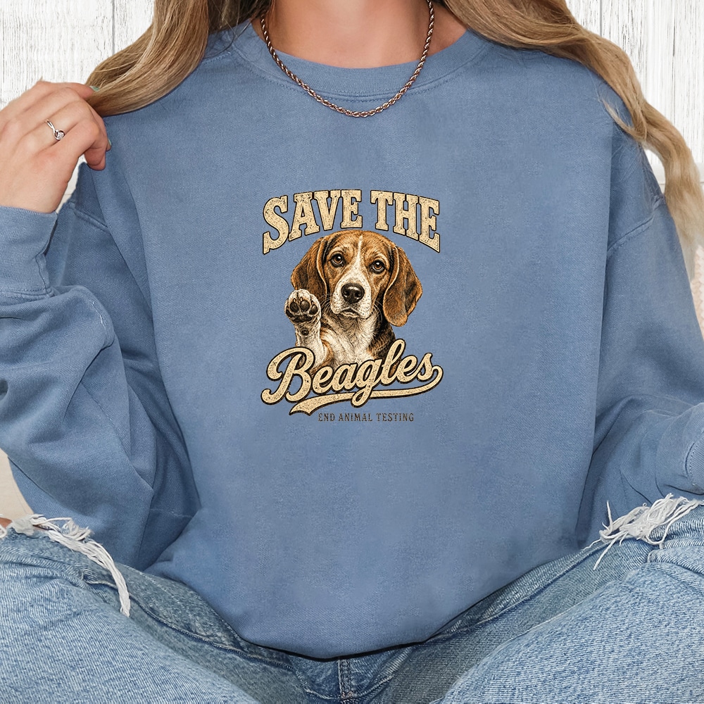 Comfort Colors Save The Beagles Premium  Sweatshirt - Blue Jean