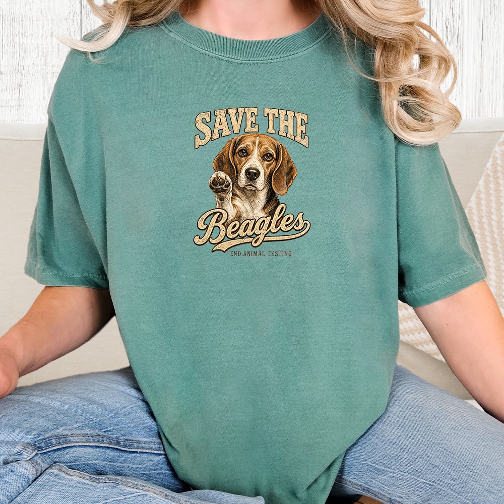 Comfort Colors Save The Beagles Vintage Washed Tee - Seafoam