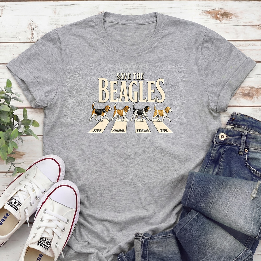 Save The Beagles Stop Animal Testing Standard Tee Heather Grey