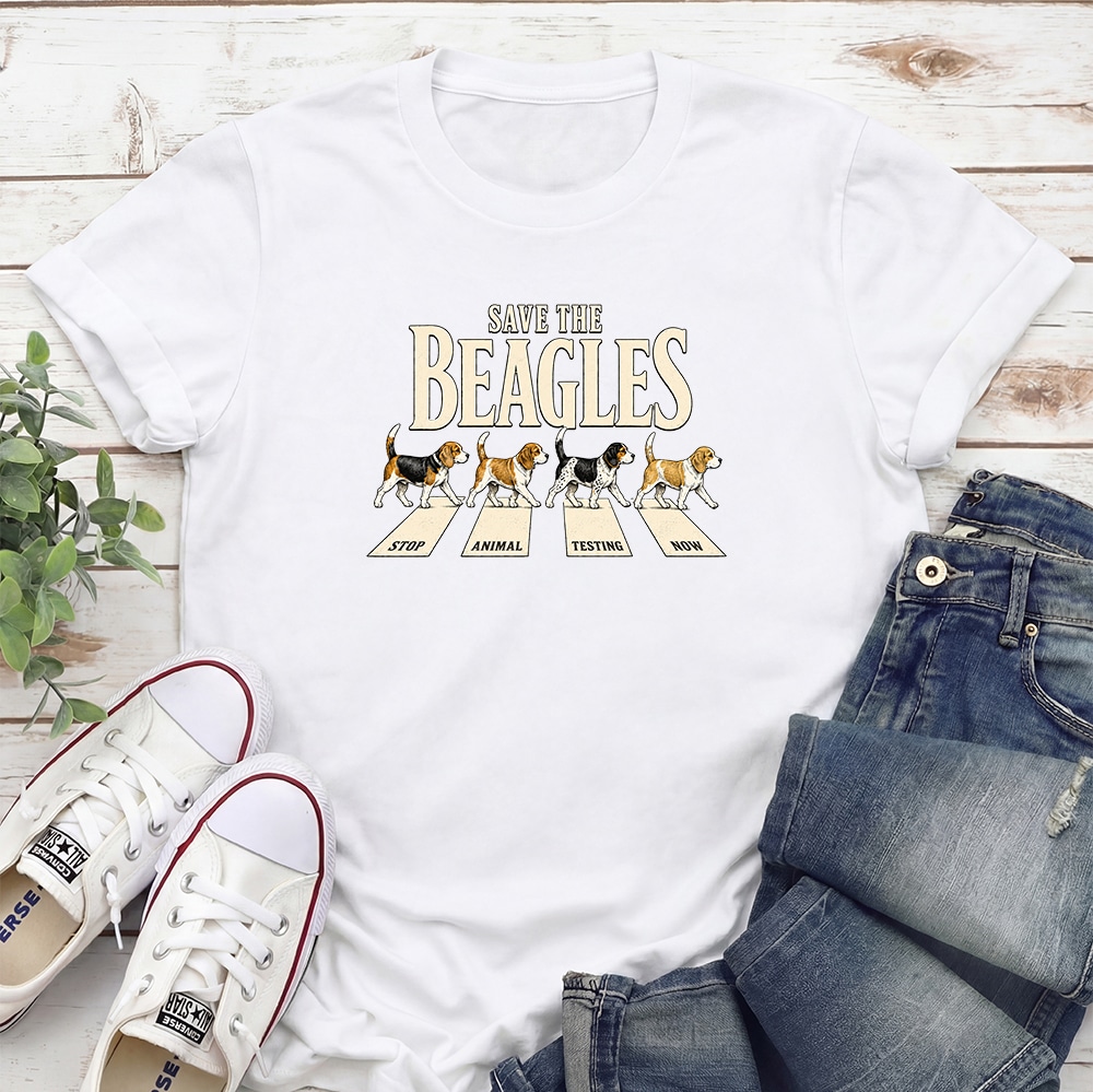 Save The Beagles Stop Animal Testing Standard Tee White