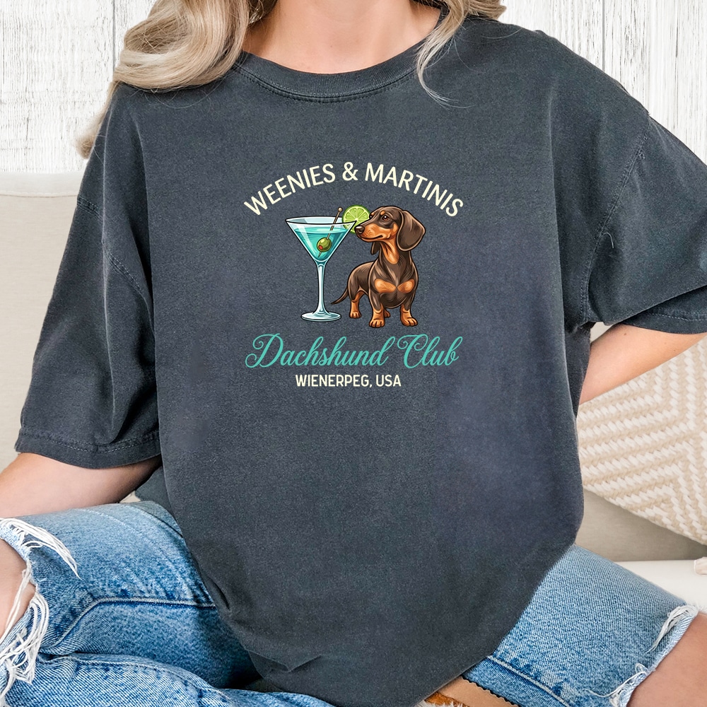 Comfort Colors Weenies & Martinis Vintage Washed Tee - Pepper