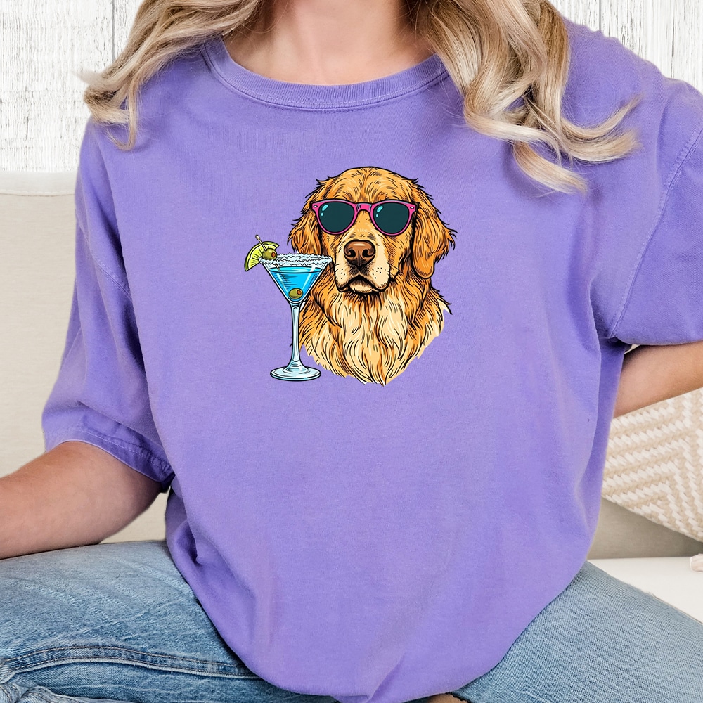 Comfort Colors Golden Martini Vintage Washed Tee - Violet