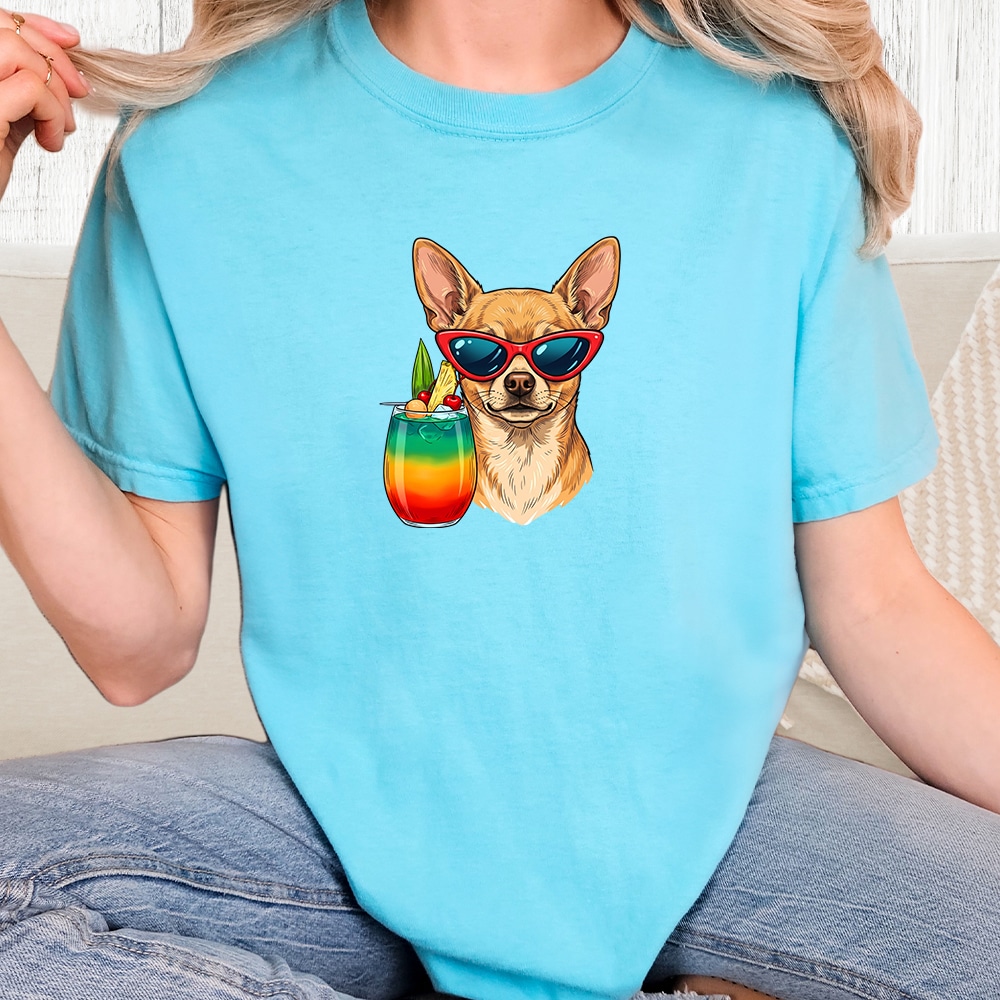Comfort Colors Chihuahua Colada Vintage Washed Tee - Lagoon Blue