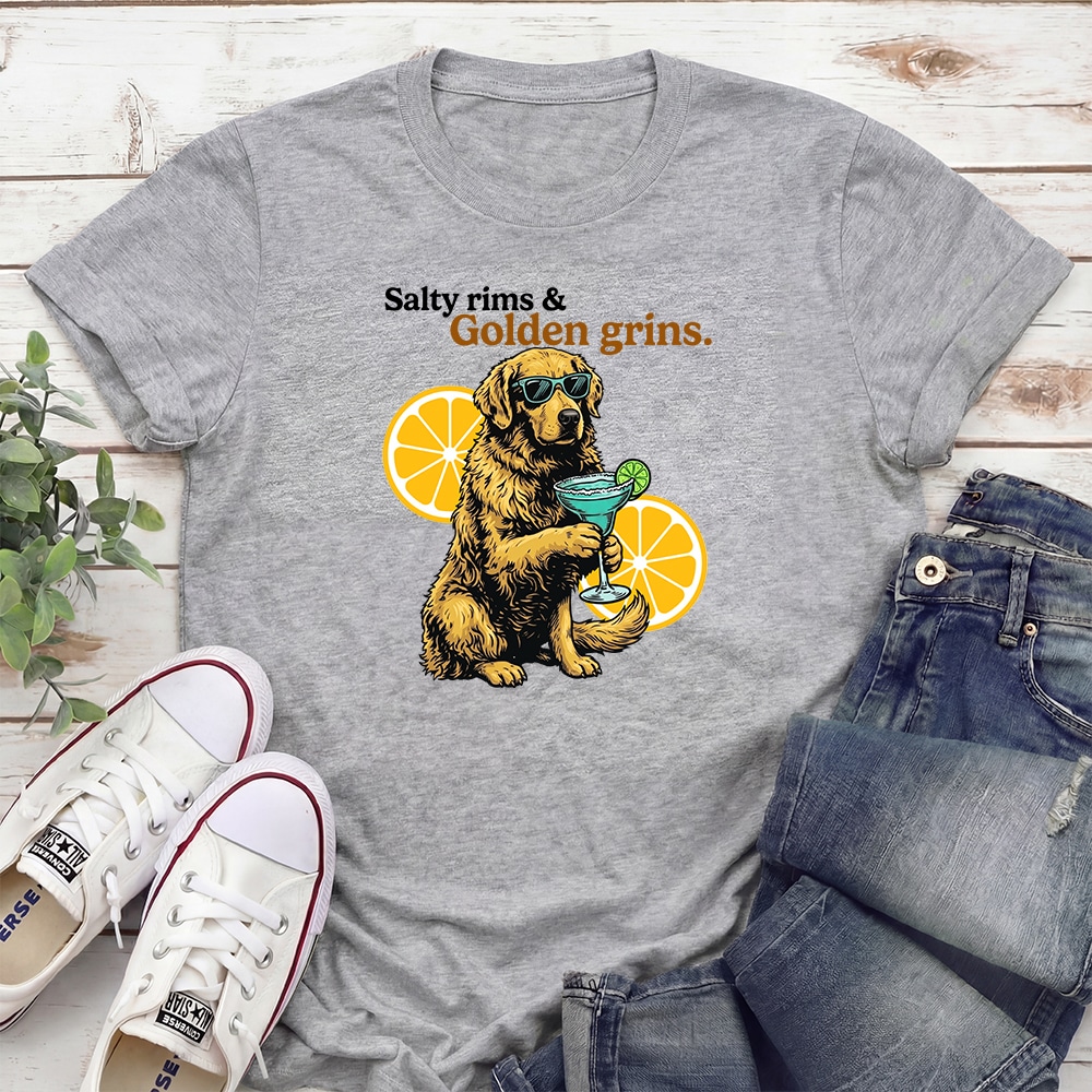 Salty Rims & Golden Grins Standard Tee Heather Grey