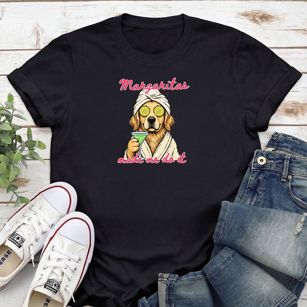 Margaritas Made Me Do It Golden Retriever Standard Tee Black