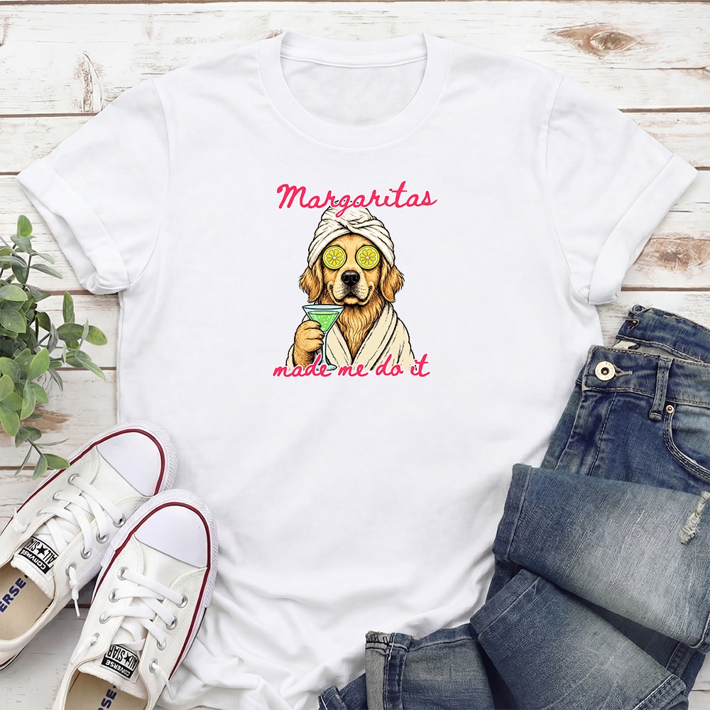 Margaritas Made Me Do It Golden Retriever Standard Tee White
