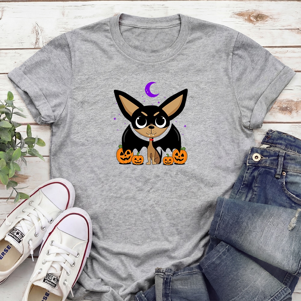 Bat Dog Chihuahua Standard Tee Heather Grey