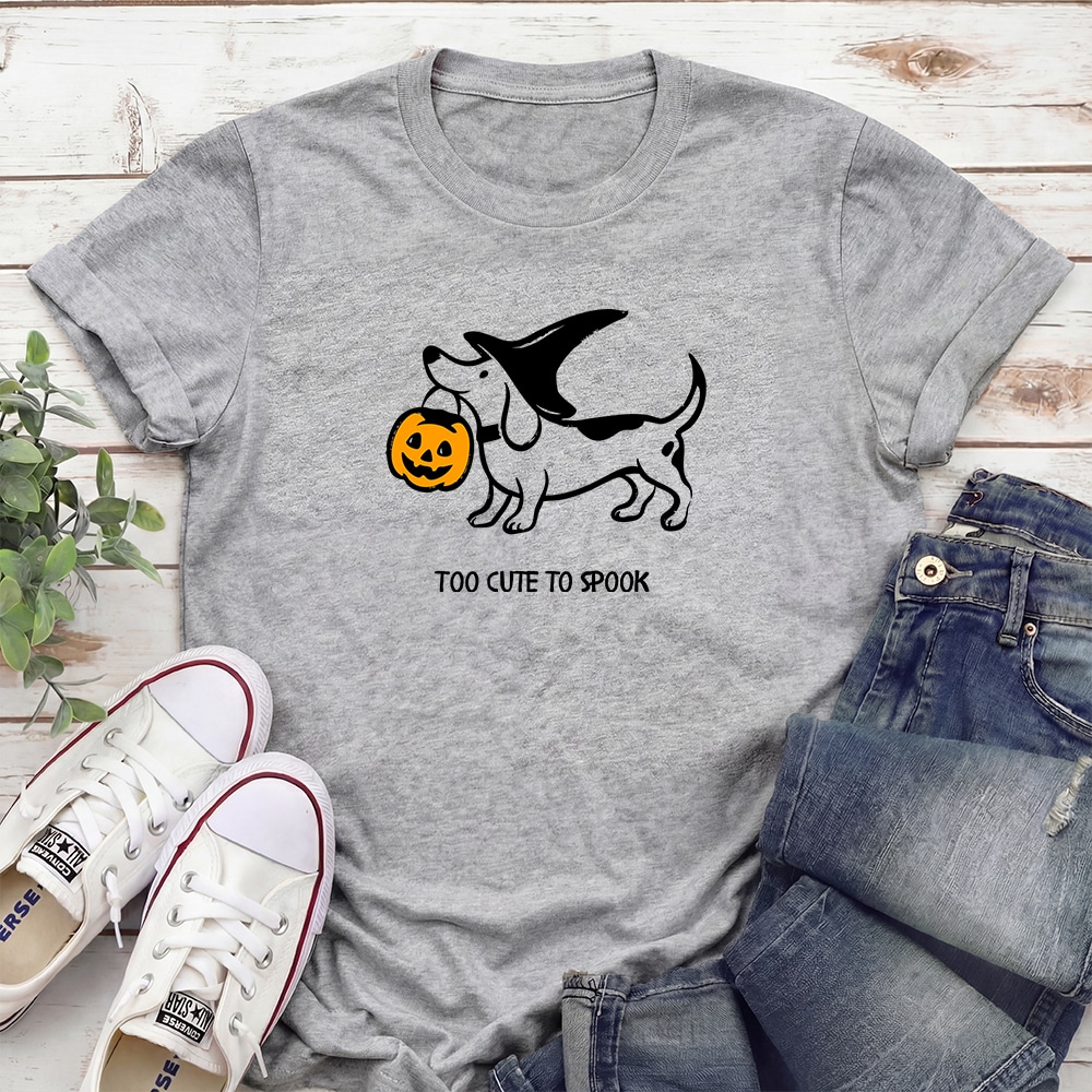 Too Cute To Spook Standard Tee Heather Grey