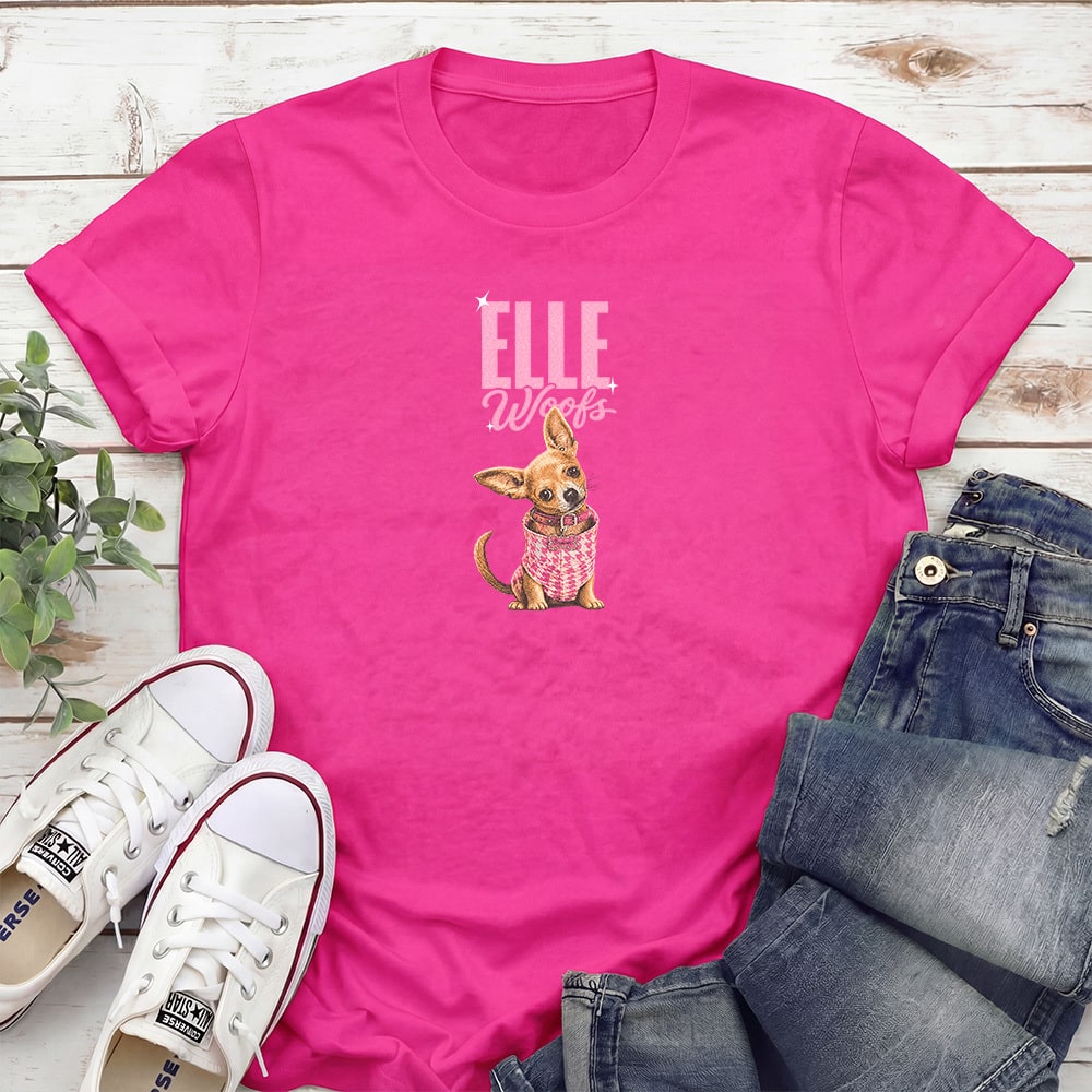 Elle Woofs Standard Tee Pink