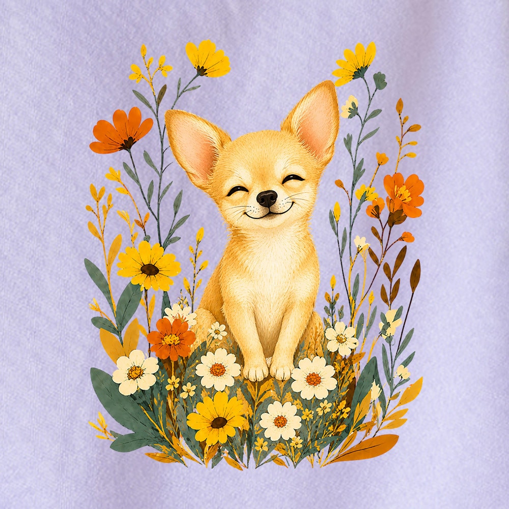 Comfort Colors Chihuahua Flowers Premium Sweatshirt - Orchid - Image 2