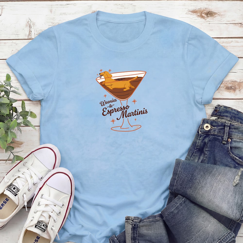 Weenies & Espresso Martinis Standard Tee Light Blue