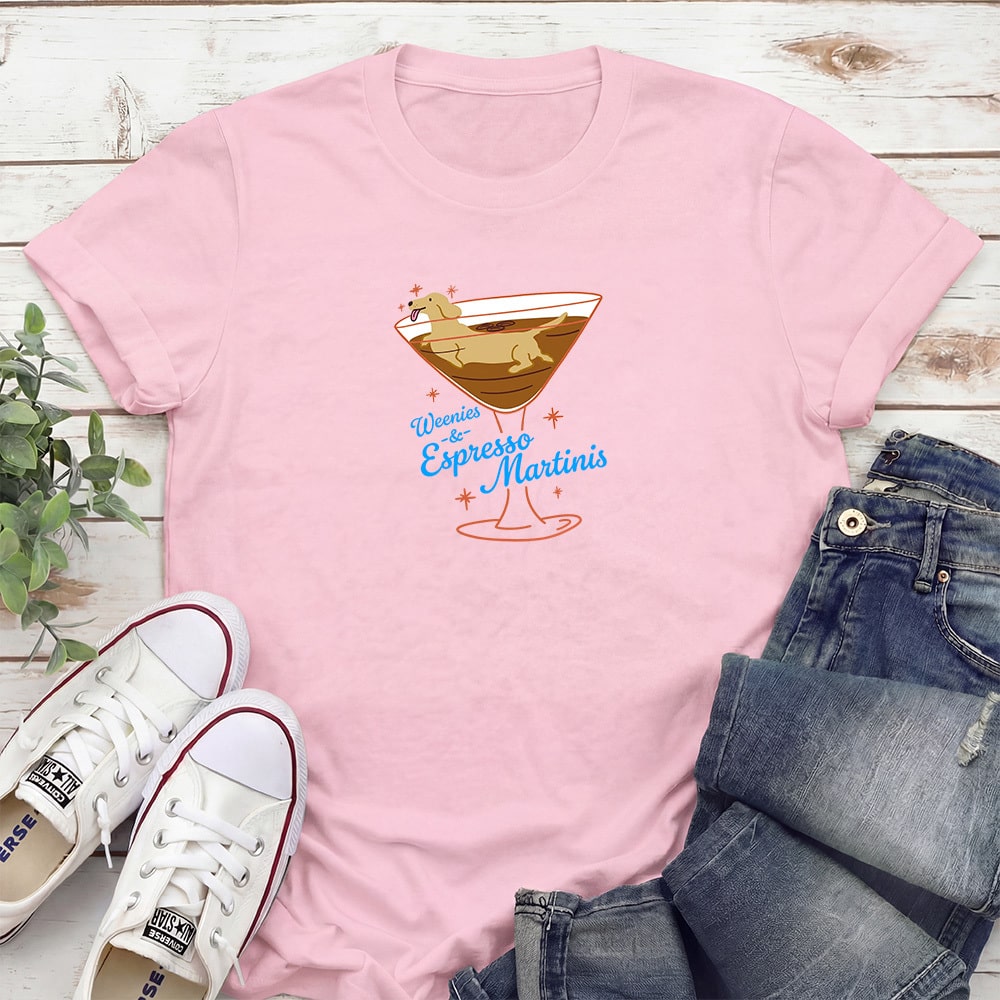 Weenies & Espresso Martinis Standard Tee Light Pink