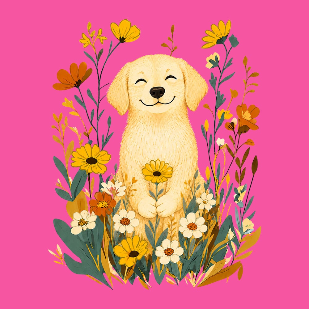 Spring Flowers Pup Standard Tee Pink - Image 2