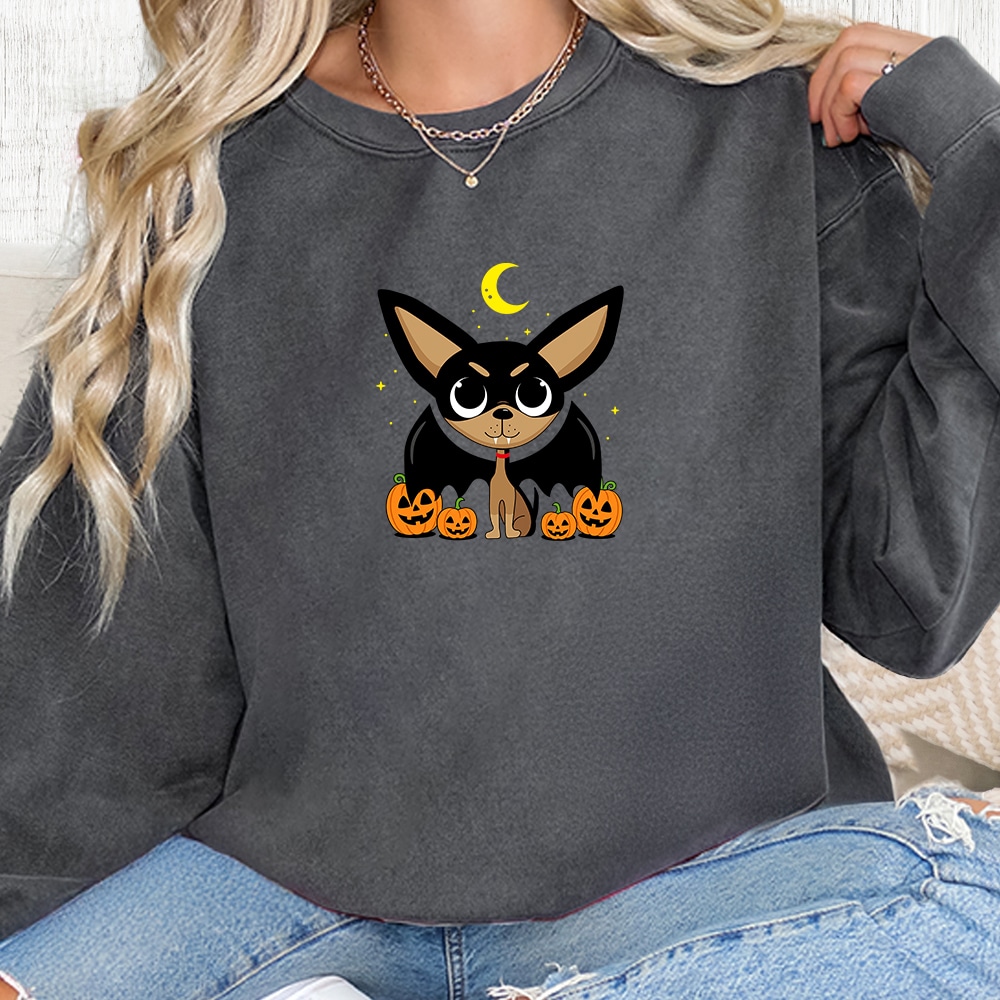 Comfort Colors Bat Dog Chihuahua Premium  Sweatshirt - Pepper