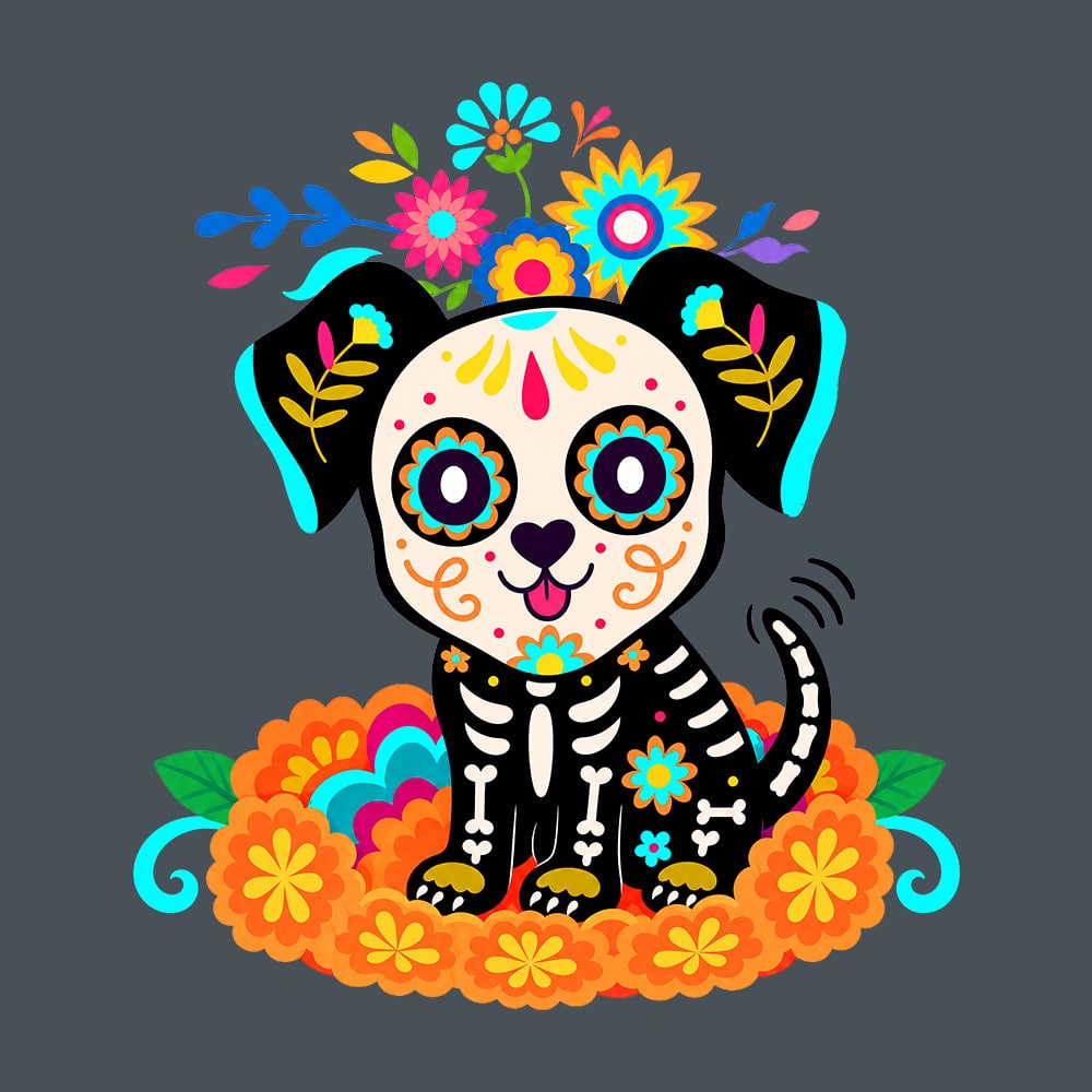 Comfort Colors Sugar Skull Puppy Premium Sweatshirt - Pepper - Image 2